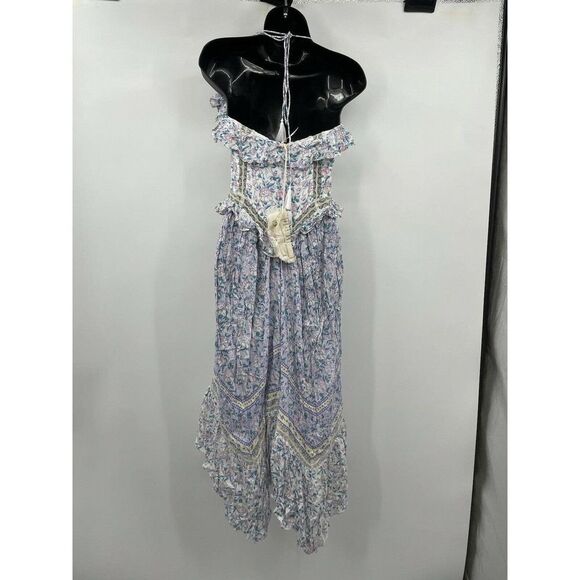 Free People Cannon Moon Maxi Top Dress XS Lace Trim Floral Ruffles - Picture 5 of 7